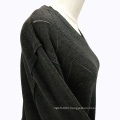 2019 New arrivals Supplier Latest fashion design grey style loose V neck women winter coats Korea Custom Lady Holiday sweater